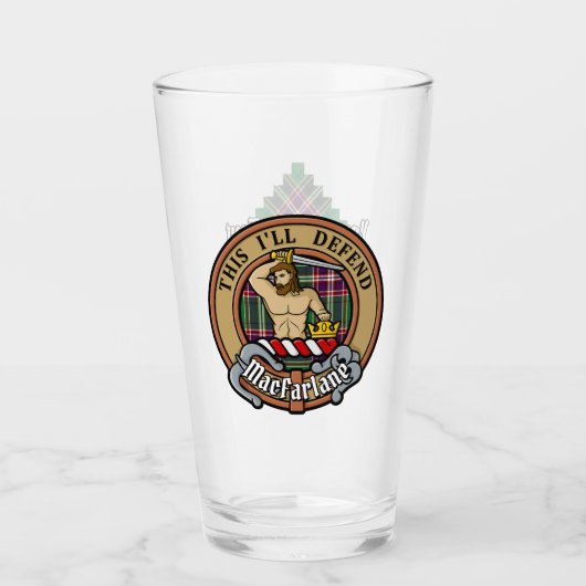 Clan MacFarlane Crest over moderne jacht Tartan Glas (Voorkant)