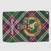 Clan MacFarlane Crest over moderne jacht Tartan Golfhanddoek (Horizontaal)
