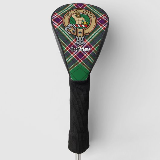 Clan MacFarlane Crest over moderne jacht Tartan Golfheadcover (Voorkant)