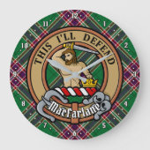 Clan MacFarlane Crest over moderne jacht Tartan Grote Klok (Voorkant)