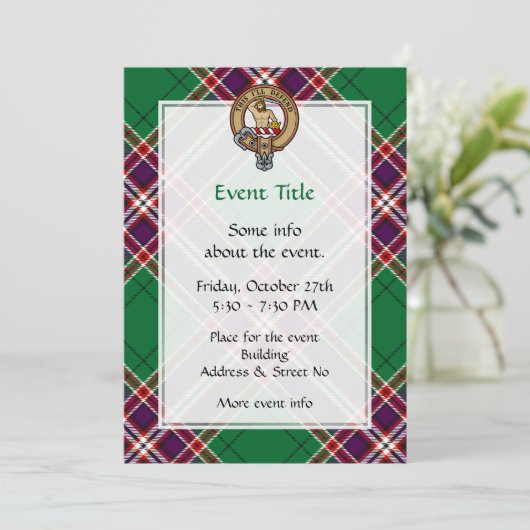 Clan MacFarlane Crest over moderne jacht Tartan Kaart (Staand voorkant)