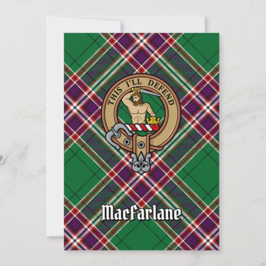 Clan MacFarlane Crest over moderne jacht Tartan Kaart (Achterkant)