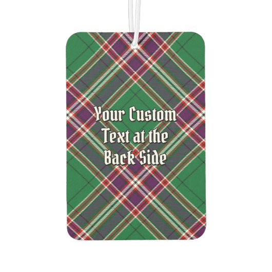Clan MacFarlane Crest over moderne jacht Tartan Luchtverfrisser (Achterkant)