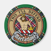 Clan MacFarlane Crest over moderne jacht Tartan Magneet (Voorkant)