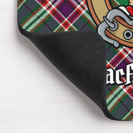 Clan MacFarlane Crest over moderne jacht Tartan Muismat (Hoek)