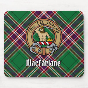 Clan MacFarlane Crest over moderne jacht Tartan Muismat