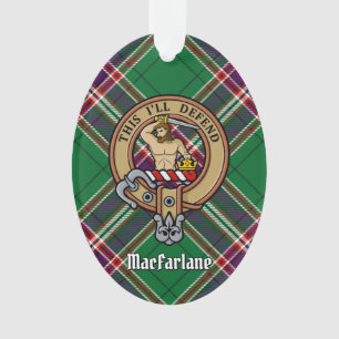 Clan MacFarlane Crest over moderne jacht Tartan Ornament