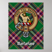 Clan MacFarlane Crest over moderne jacht Tartan Poster (Voorkant)