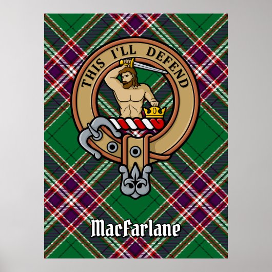 Clan MacFarlane Crest over moderne jacht Tartan Poster (Voorkant)