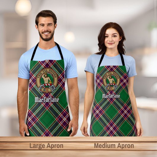 Clan MacFarlane Crest over moderne jacht Tartan Schort