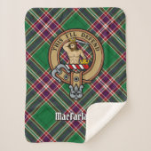 Clan MacFarlane Crest over moderne jacht Tartan Sherpa Deken (Voorkant)