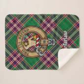 Clan MacFarlane Crest over moderne jacht Tartan Sherpa Deken (Voorkant (horizontaal))