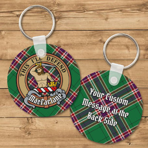 Clan MacFarlane Crest over moderne jacht Tartan Sleutelhanger