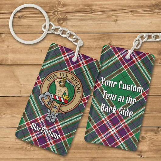 Clan MacFarlane Crest over moderne jacht Tartan Sleutelhanger