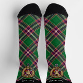 Clan MacFarlane Crest over moderne jacht Tartan Sokken (Top)