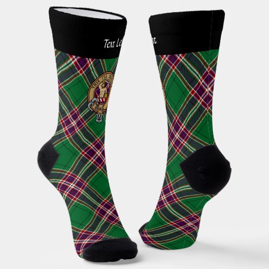 Clan MacFarlane Crest over moderne jacht Tartan Sokken (Gebogen)