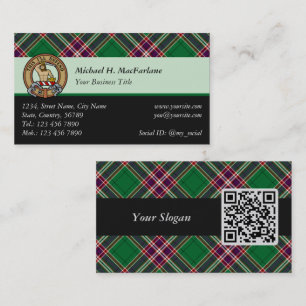 Clan MacFarlane Crest over moderne jacht Tartan Visitekaartje