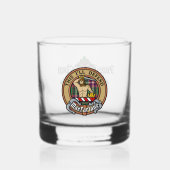 Clan MacFarlane Crest over moderne jacht Tartan Whisky Glas (Voorkant)