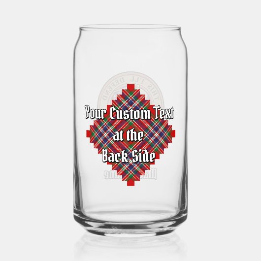 Clan MacFarlane Crest over Rode Tartan Blikvorm Glas (Achterkant)