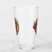 Clan MacFarlane Crest over Rode Tartan Glas (Links)
