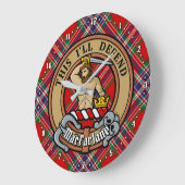 Clan MacFarlane Crest over Rode Tartan Grote Klok (Hoek)