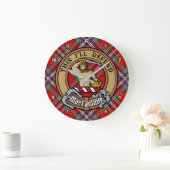 Clan MacFarlane Crest over Rode Tartan Grote Klok (Huis)