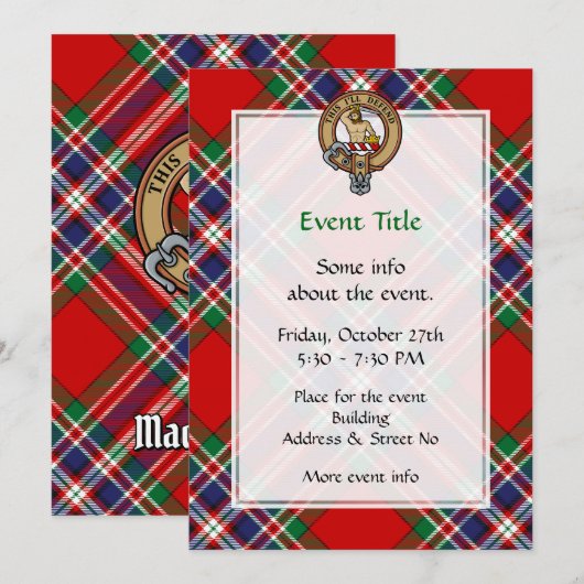 Clan MacFarlane Crest over Rode Tartan Kaart (Voorkant / Achterkant)