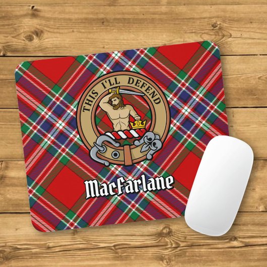 Clan MacFarlane Crest over Rode Tartan Muismat