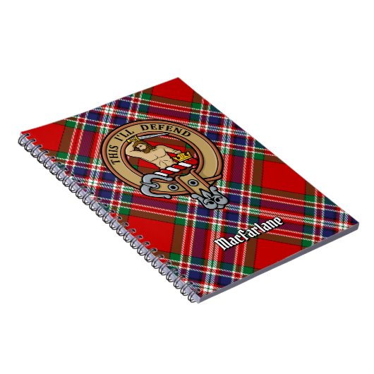 Clan MacFarlane Crest over Rode Tartan Notitieboek (Rechterzijde)
