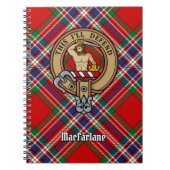 Clan MacFarlane Crest over Rode Tartan Notitieboek (Voorkant)
