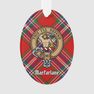 Clan MacFarlane Crest over Rode Tartan Ornament