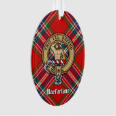 Clan MacFarlane Crest over Rode Tartan Ornament (voorkant)