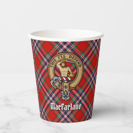 Clan MacFarlane Crest over Rode Tartan Papieren Bekers