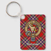 Clan MacFarlane Crest over Rode Tartan Sleutelhanger (Voorkant)
