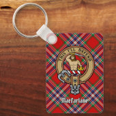 Clan MacFarlane Crest over Rode Tartan Sleutelhanger (Voorkant)