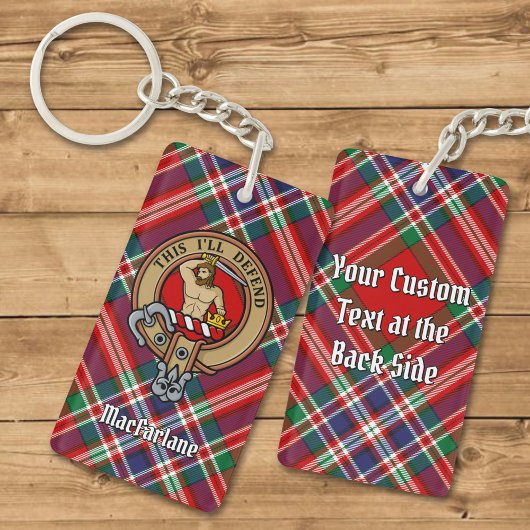 Clan MacFarlane Crest over Rode Tartan Sleutelhanger