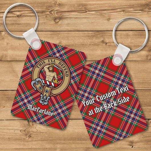 Clan MacFarlane Crest over Rode Tartan Sleutelhanger