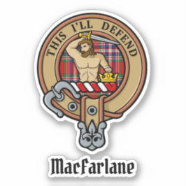 Clan MacFarlane Crest over Rode Tartan Sticker