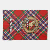 Clan MacFarlane Crest over Rode Tartan Theedoek (Horizontaal)