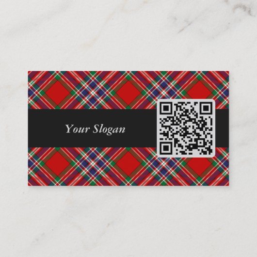 Clan MacFarlane Crest over Rode Tartan Visitekaartje (Achterkant)