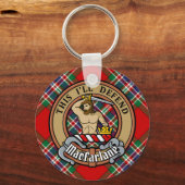 Clan MacFarlane Crest over Tartan Sleutelhanger (Voorkant)