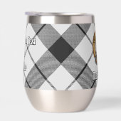 Clan MacFarlane Crest over zwart-wit tartaan (Rechts)