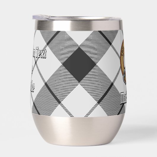 Clan MacFarlane Crest over zwart-wit tartaan (Rechts)