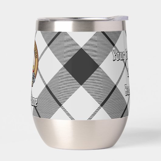 Clan MacFarlane Crest over zwart-wit tartaan (Links)