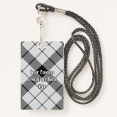 Clan MacFarlane Crest over zwart-wit tartaan Badge (Achterkant met draagriem)