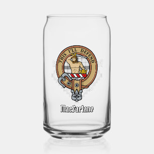 Clan MacFarlane Crest over zwart-wit tartaan Blikvorm Glas