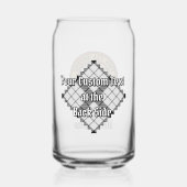 Clan MacFarlane Crest over zwart-wit tartaan Blikvorm Glas (Achterkant)