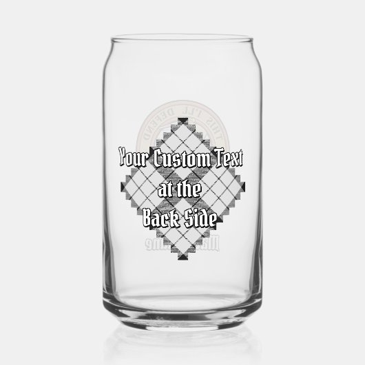 Clan MacFarlane Crest over zwart-wit tartaan Blikvorm Glas (Achterkant)