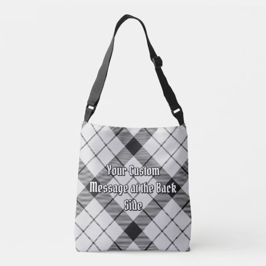 Clan MacFarlane Crest over zwart-wit tartaan Crossbody Tas (Achterkant)