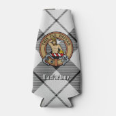 Clan MacFarlane Crest over zwart-wit tartaan Flesjeskoeler (Voorkant)